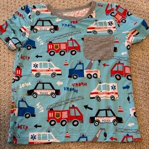 Little Sleepies Emergency Vehicle pocket everyday tee